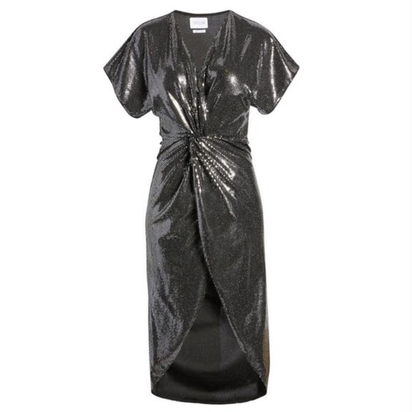 Saylor Black Roslynn Sequin Cross Front High Low Dress Size XS - Picture 2 of 7